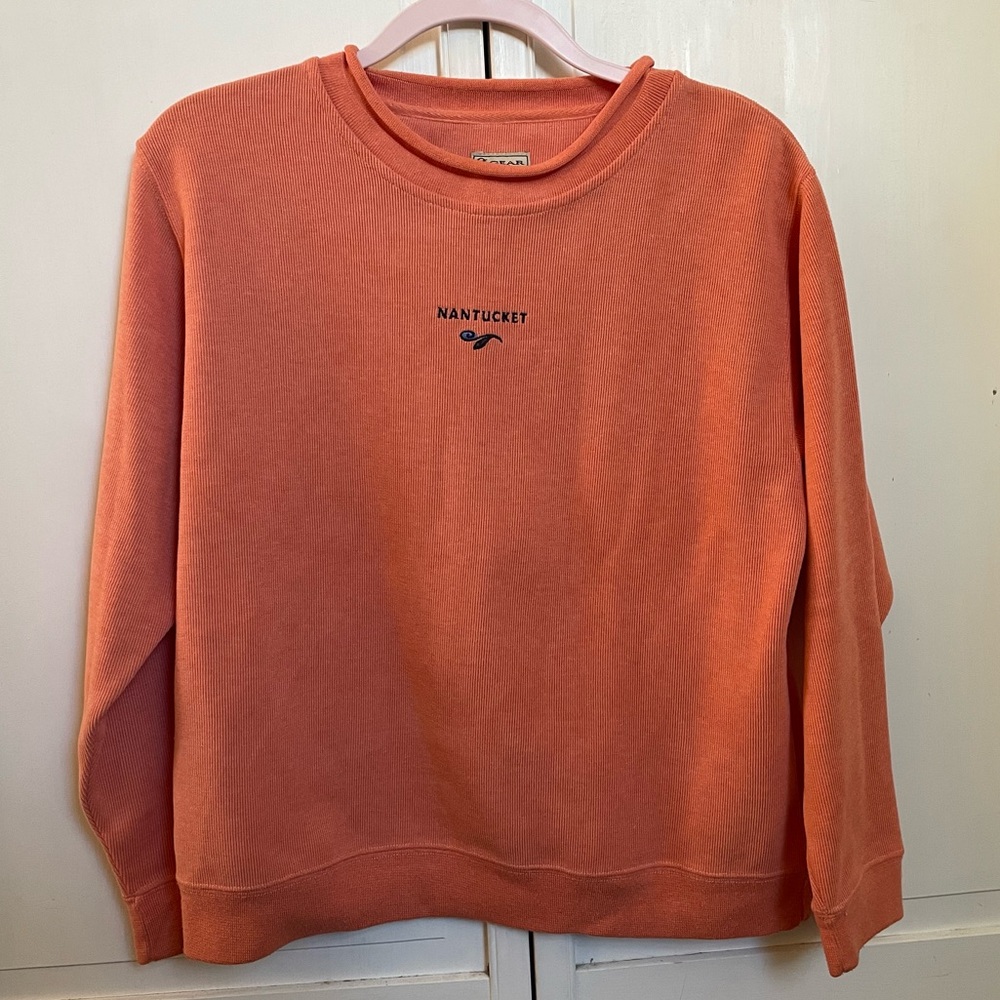 Nantucket Coral Roll Hem Sweater